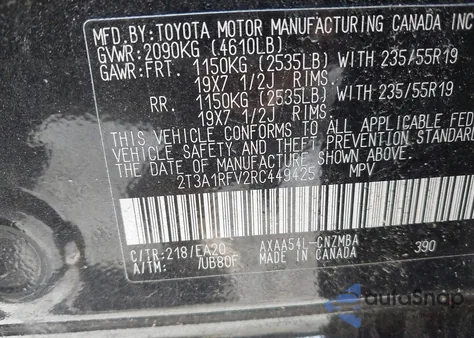 2024 Toyota Rav4 Xle Premium from USA, damaged, VIN 2T3A1RFV2RC449425